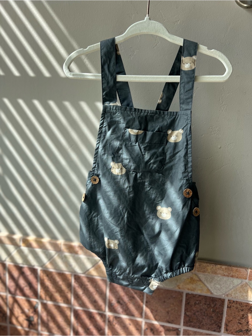 Jamie Kay Navy Overalls with Cream Bear Print
